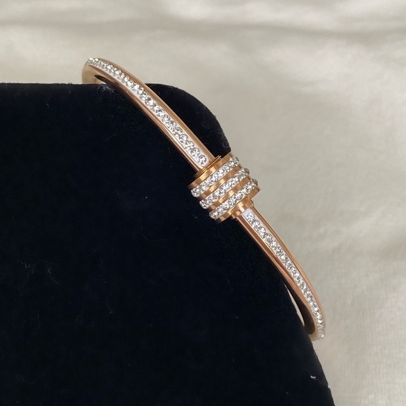 Rose Gold and Diamond Bangle Stackable Bracelet New - Picture 1 of 13